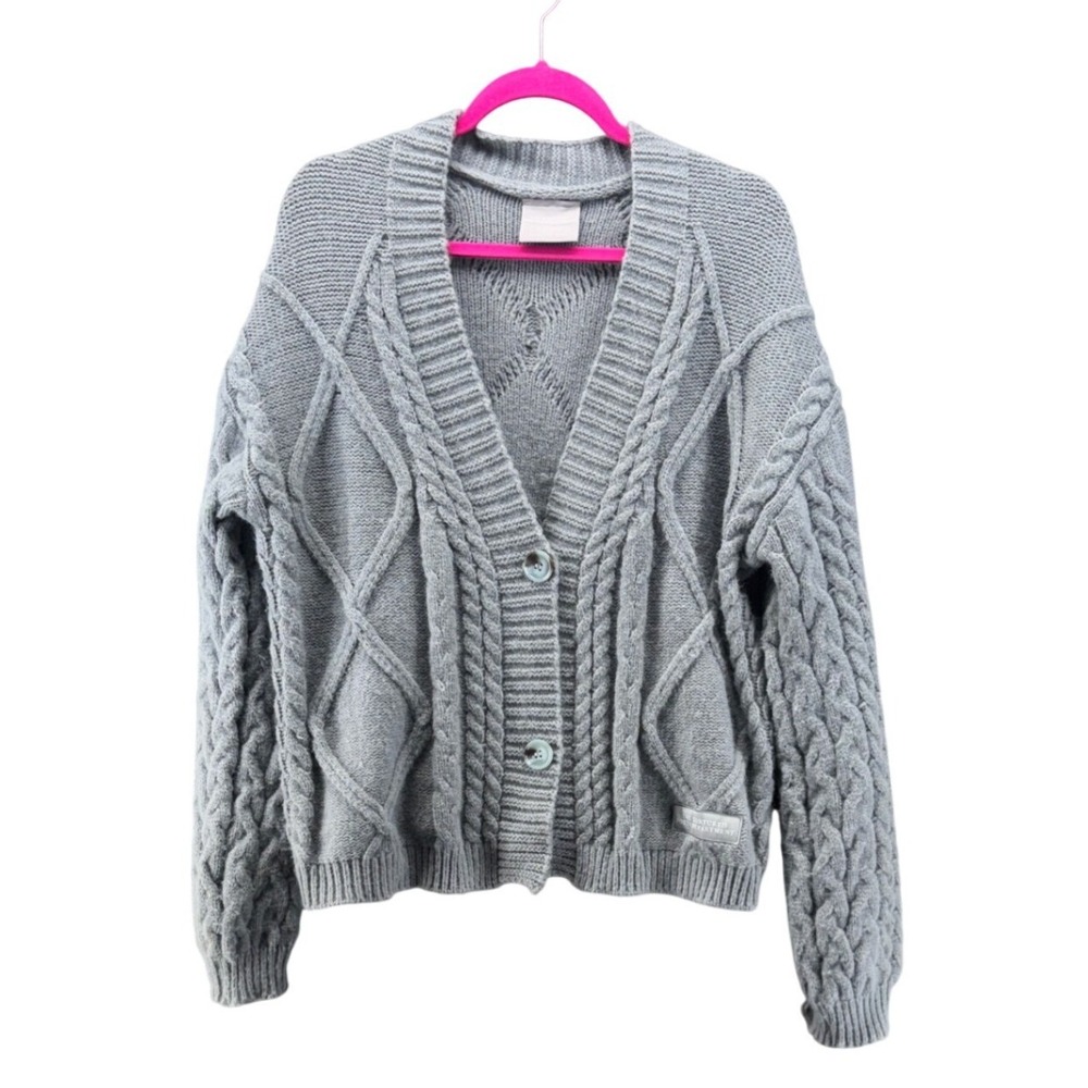 Taylor Swift The Tortured Poets Department TTPD Grey Cable Knit Cardigan MD/LG